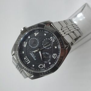 Fossil Watch ES2256 Chronograph Black Face Silver Stainless Steel Watch
